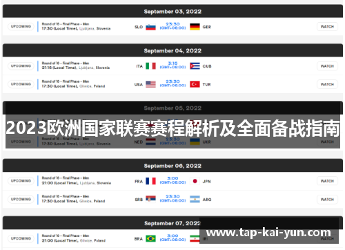 2023欧洲国家联赛赛程解析及全面备战指南